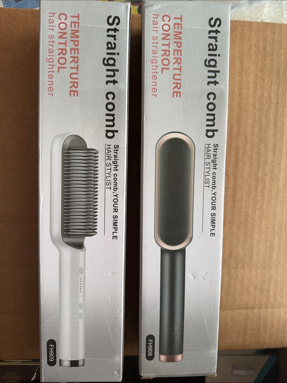 Hair Straightening Comb - Black & White Temperature Control